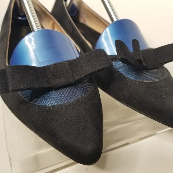 Lane Bryant Black Illusion Bow Flat Women 8W Ballet Faux Suede Flat  Pointed Toe - Picture 5 of 13
